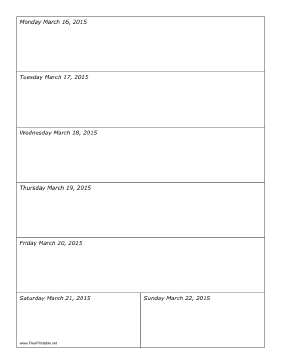 03/16/2015 Weekly Calendar (vertical) Calendar
