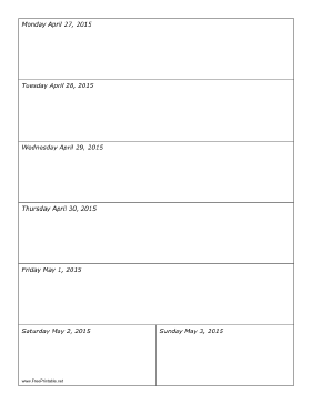 04/27/2015 Weekly Calendar (vertical) Calendar