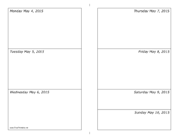 05/04/2015 Weekly Calendar (horizontal) Calendar