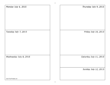 07/06/2015 Weekly Calendar (horizontal) Calendar