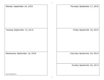 09/14/2015 Weekly Calendar (horizontal) Calendar