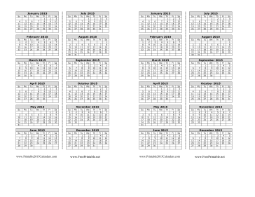 2015 Bookmark Calendar Calendar