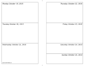 10/19/2015 Weekly Calendar (horizontal) calendar