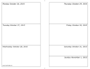 10/26/2015 Weekly Calendar (horizontal) calendar