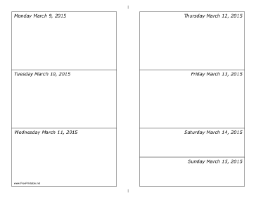 03/09/2015 Weekly Calendar (horizontal) Calendar