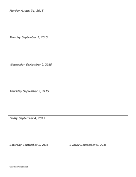 08/31/2015 Weekly Calendar (vertical) Calendar