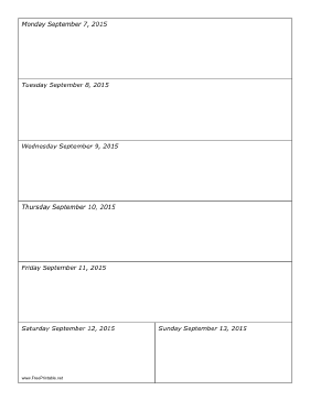 09/07/2015 Weekly Calendar (vertical) Calendar
