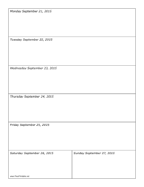 09/21/2015 Weekly Calendar (vertical) Calendar
