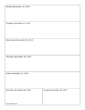 11/23/2015 Weekly Calendar (vertical) Calendar