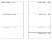 12/29/2014 Weekly Calendar (horizontal) calendar