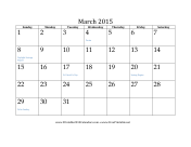 March 2015 Calendar calendar