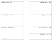 04/06/2015 Weekly Calendar (horizontal) calendar