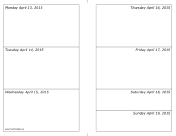 04/13/2015 Weekly Calendar (horizontal) calendar