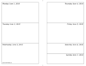 06/01/2015 Weekly Calendar (horizontal) calendar