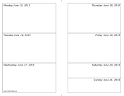 06/15/2015 Weekly Calendar (horizontal) calendar