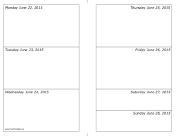 06/22/2015 Weekly Calendar (horizontal) calendar