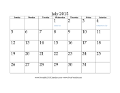 July 2015 Calendar calendar