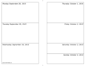 09/28/2015 Weekly Calendar (horizontal) calendar