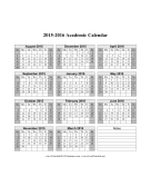 2015-2016 Academic Calendar calendar