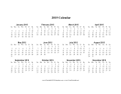 2015 Calendar on one page (horizontal) calendar