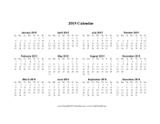 2015 Calendar (horizontal, descending) calendar