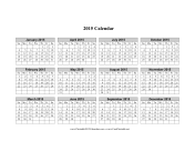 2015 Calendar (horizontal grid, descending) calendar