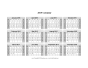 2015 Calendar on one page (horizontal, shaded weekends) calendar