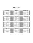 2015 Calendar on one page (vertical, shaded weekends) calendar