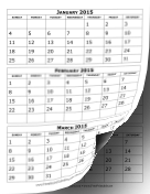 2015 Calendar Three Months Per Page calendar