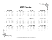 2015 One Page Calendar With Flowers calendar